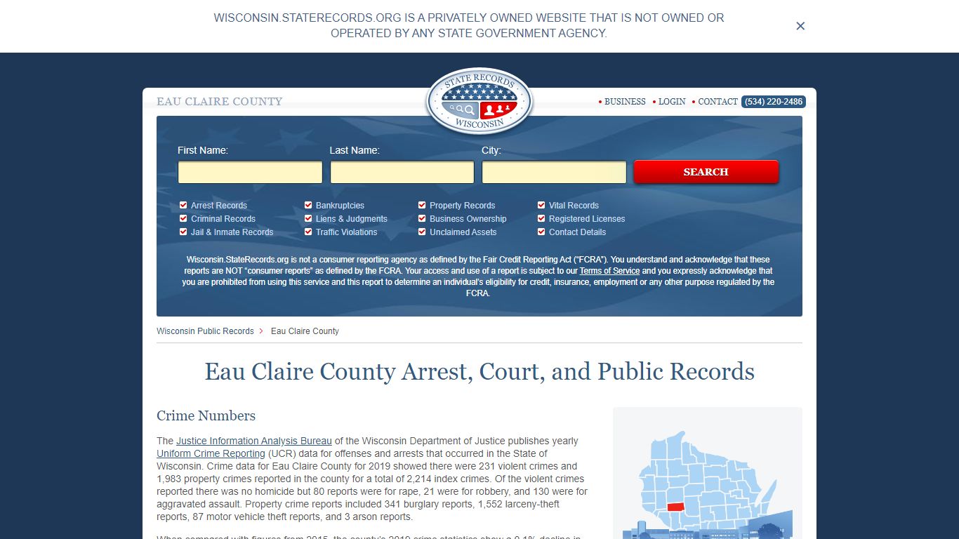 Eau Claire County Arrest, Court, and Public Records