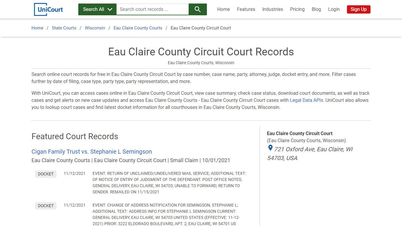 Eau Claire County Circuit Court Records | Eau Claire ...