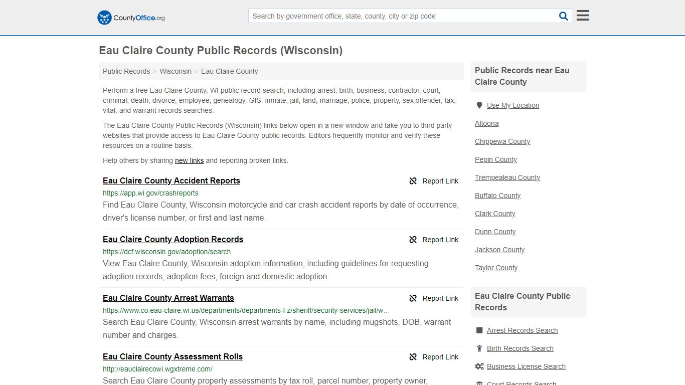 Public Records - Eau Claire County, WI (Business, Criminal ...